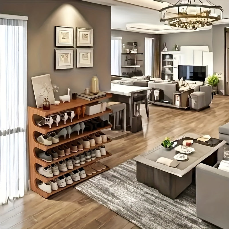 Bamboo Shoe Rack Storage Unit Space Saving Multi Layer