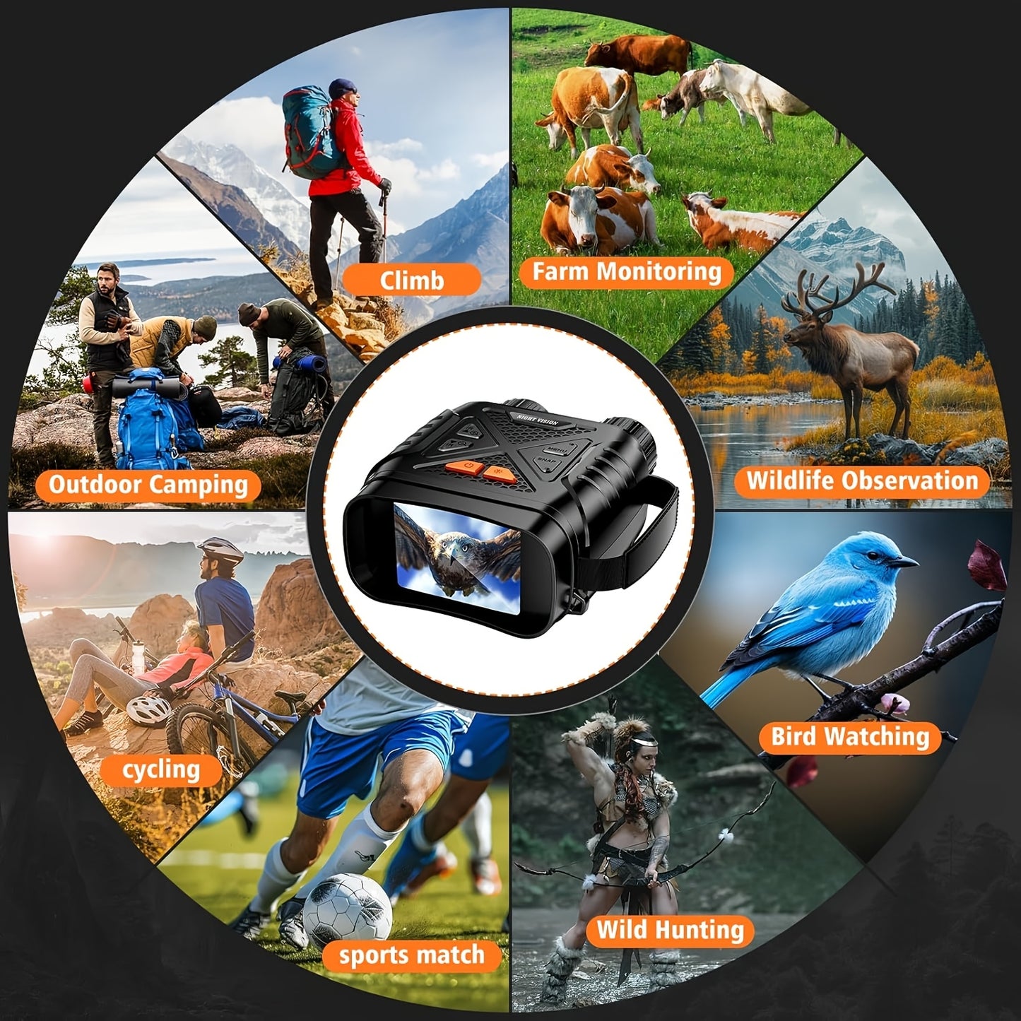 HD Night Vision Binoculars 10x Zoom Infrared for Adults