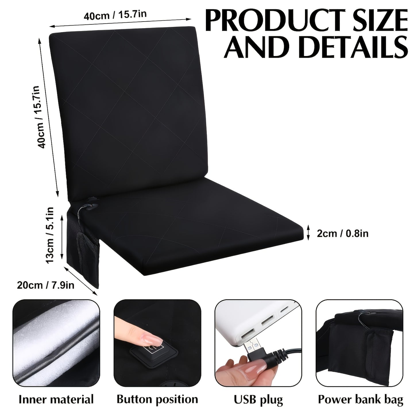 Portable Foldable Heated Seat Cushion With USB And 3 Modes