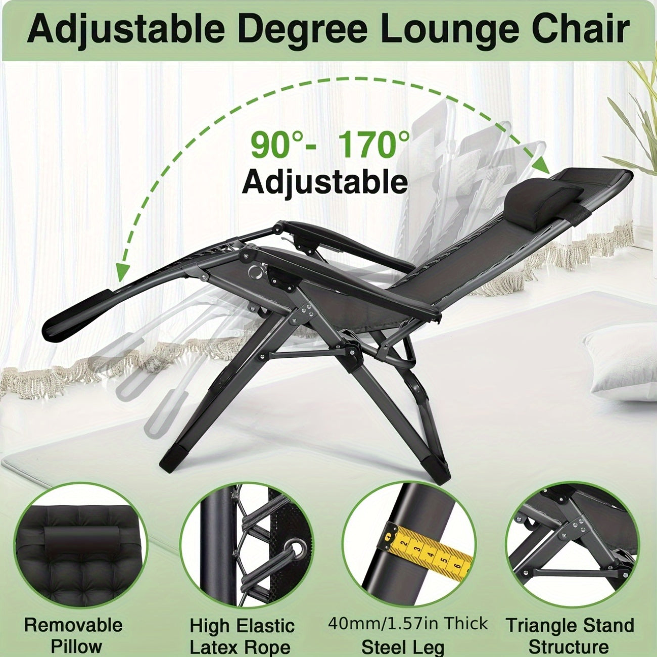Ergonomic Zero Gravity Outdoor Lounge Chair With Side Table Grey 440 Pound Weight Capacity Durable Poolside