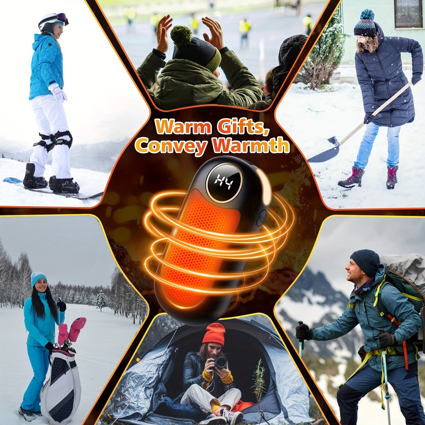 2 Pack Rechargeable Hand Warmers Dual Sided Hand Warmer With Power Bank 36 Hours Warmth 4 Levels Portable Gifts For Men