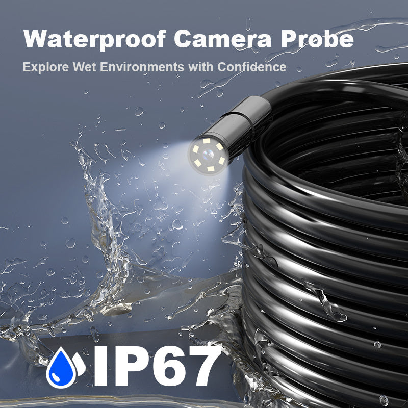 Endoscope With SemiRigid Snake Camera Four Point Three Inch Screen 1080P 16.4Ft Cord IP67 Waterproof Borescope Sewer