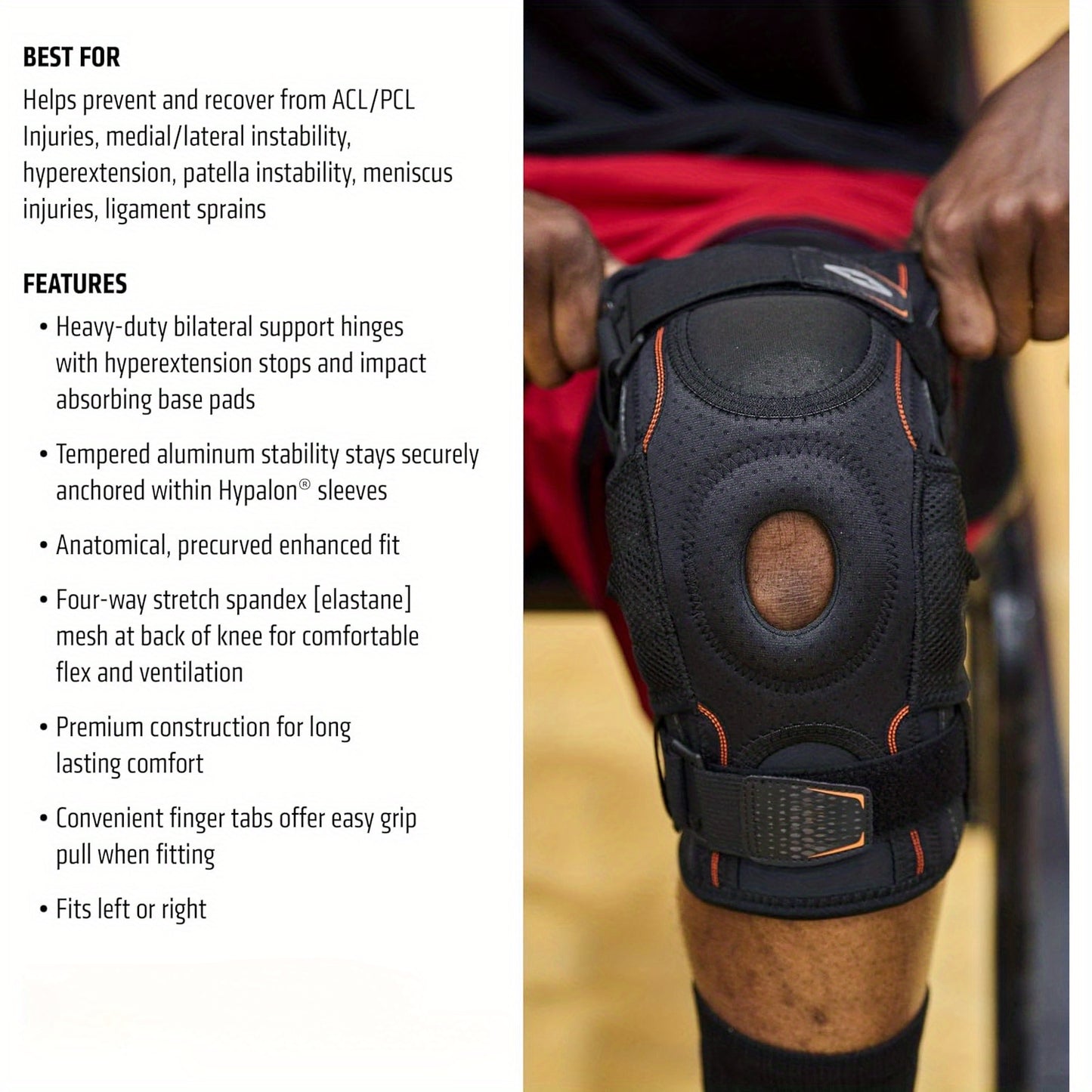 Knee Brace Compression Side Stabilizers Adjustable Hinges