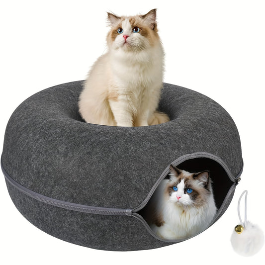Scratch Resistant Peekaboo Cat Cave Indoor Bed Donut Tunnel