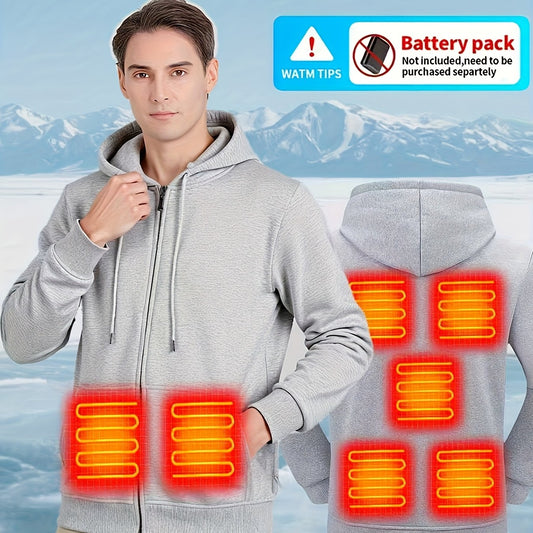 Powered Heated Jacket Full Zip Hooded Winter Coat For Outdoor Activities Running Skiing Machine Washable