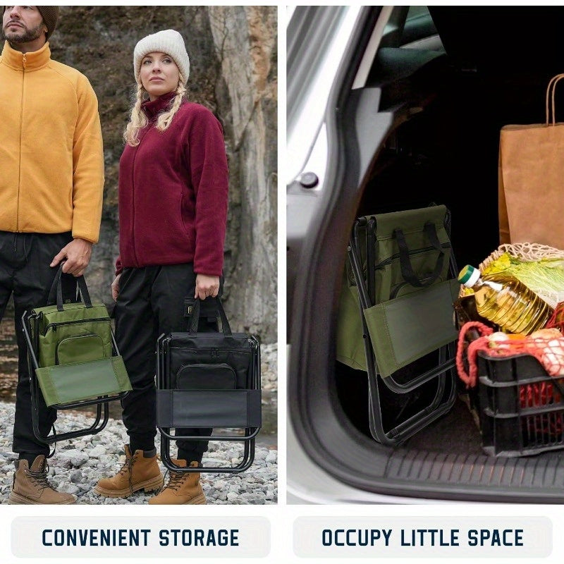 Heavy Duty Portable Folding Camping Chair With Backrest Extra Wide Seat With Backpack Over 500 Pounds Weight Capacity