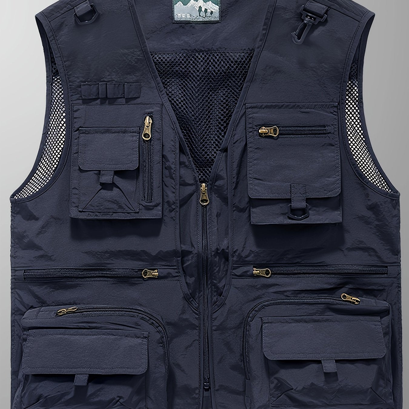 Men's Breathable Nylon Vest Zippered Pockets Mesh Back