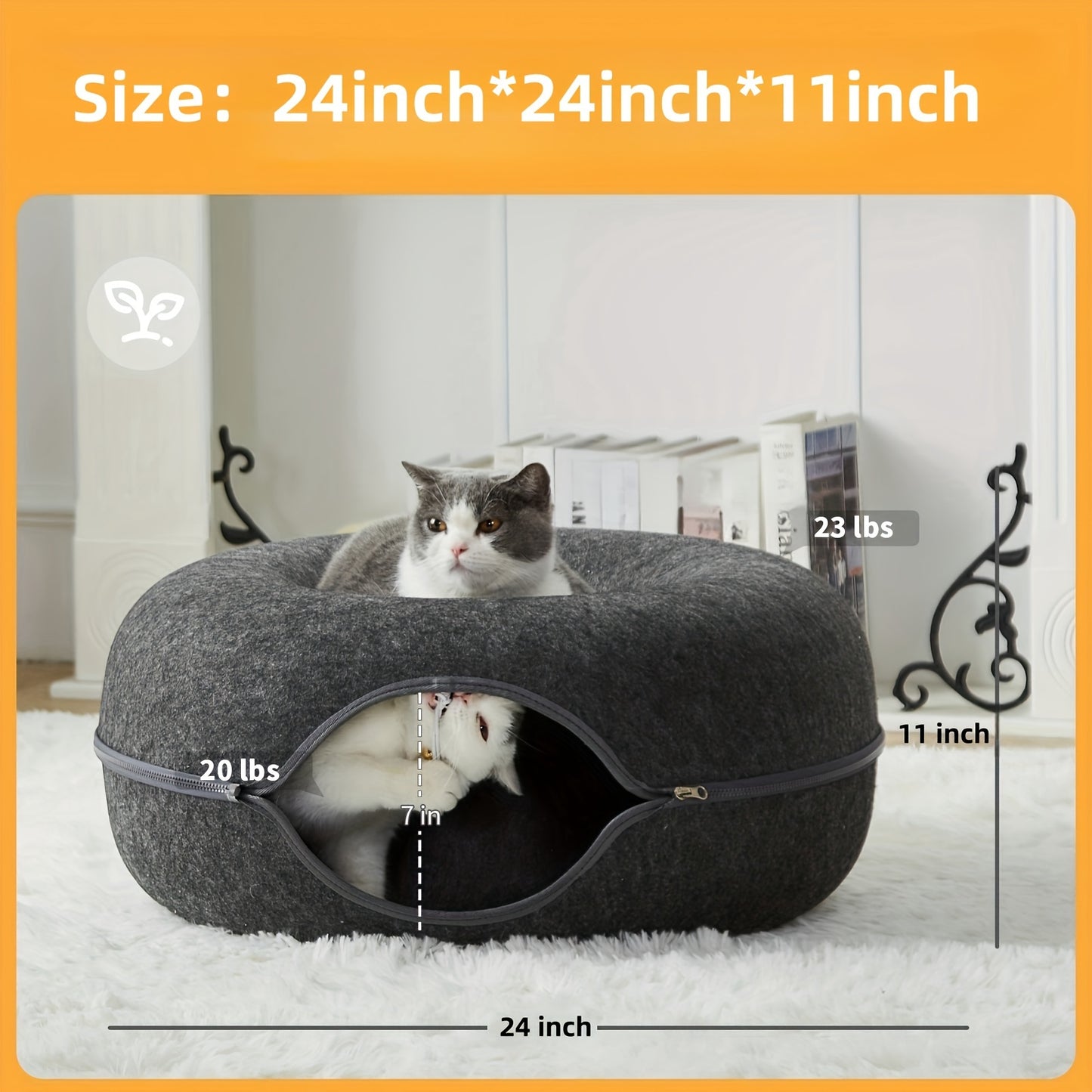 Scratch Resistant Peekaboo Cat Cave Indoor Bed Donut Tunnel
