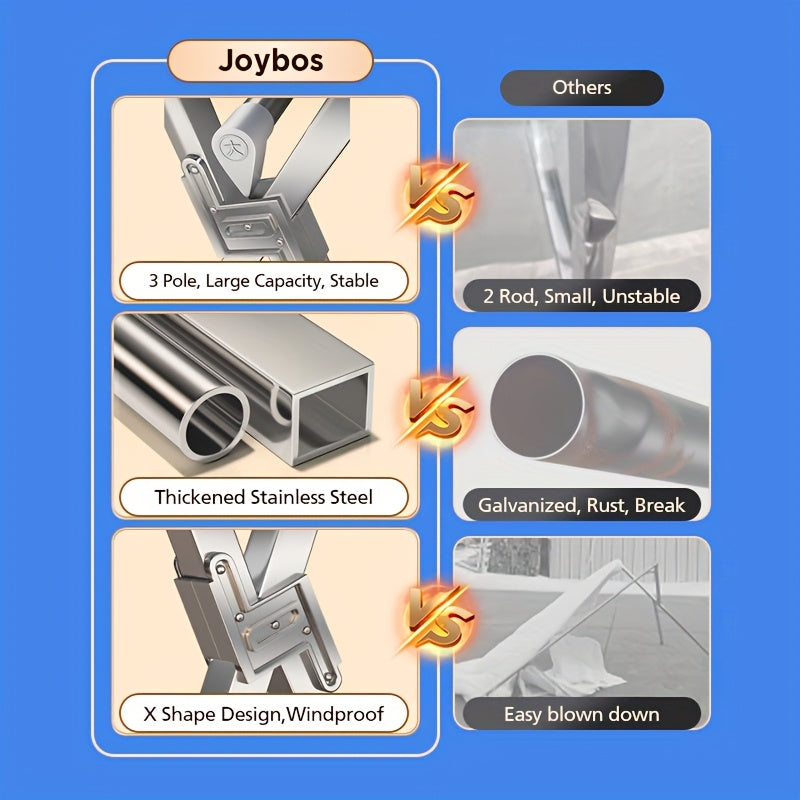 JOYBOS Adjustable Retractable Clothes Drying Rack 63 to 78.7 Inches Folding Indoor Outdoor Heavy Duty Stainless Steel