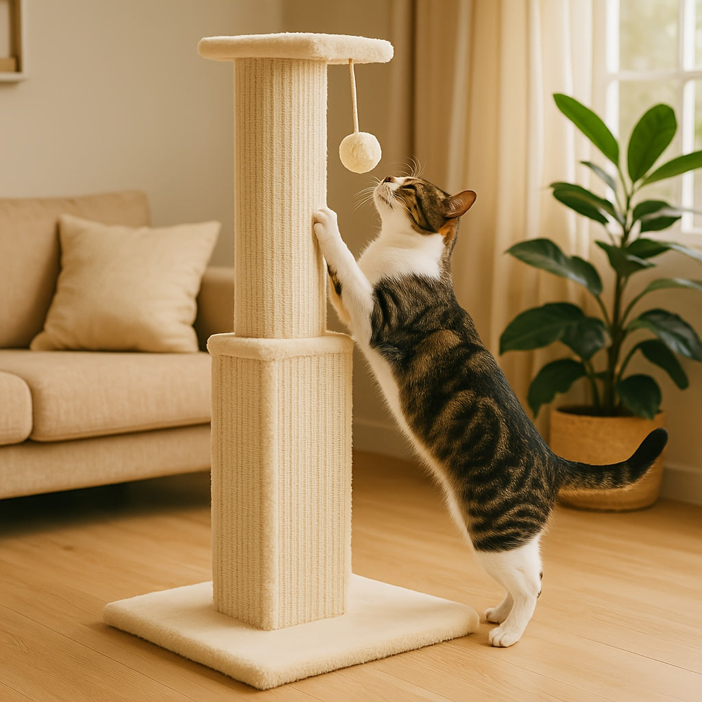 Durable Cat Tower Multi Level Cat Tree With Scratching Posts And Hanging Balls Grey And Black 18.9 Inch Wide