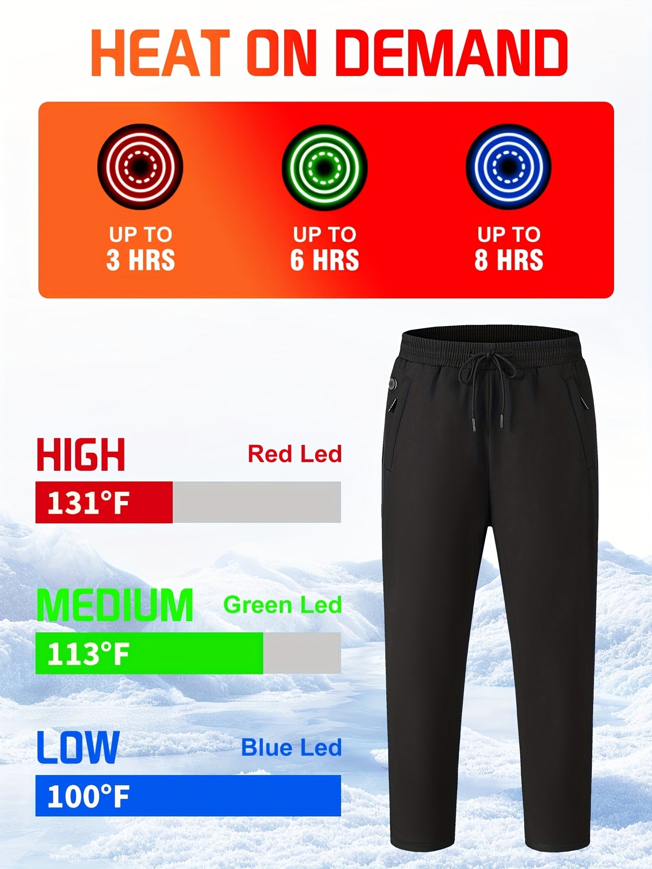 MGNWARM Men's Smart Heated Thermal Pants With 12 Zone Heating Adjustable Temperature Windproof Ergonomic Fit For Skiing