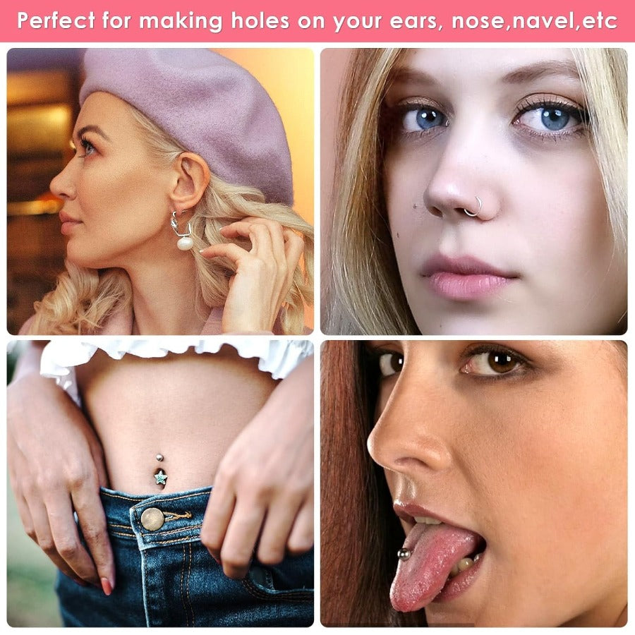 Professional Ear Piercing Gun Kit Reusable Stainless Steel Piercing Earrings Studs For At Home Salon