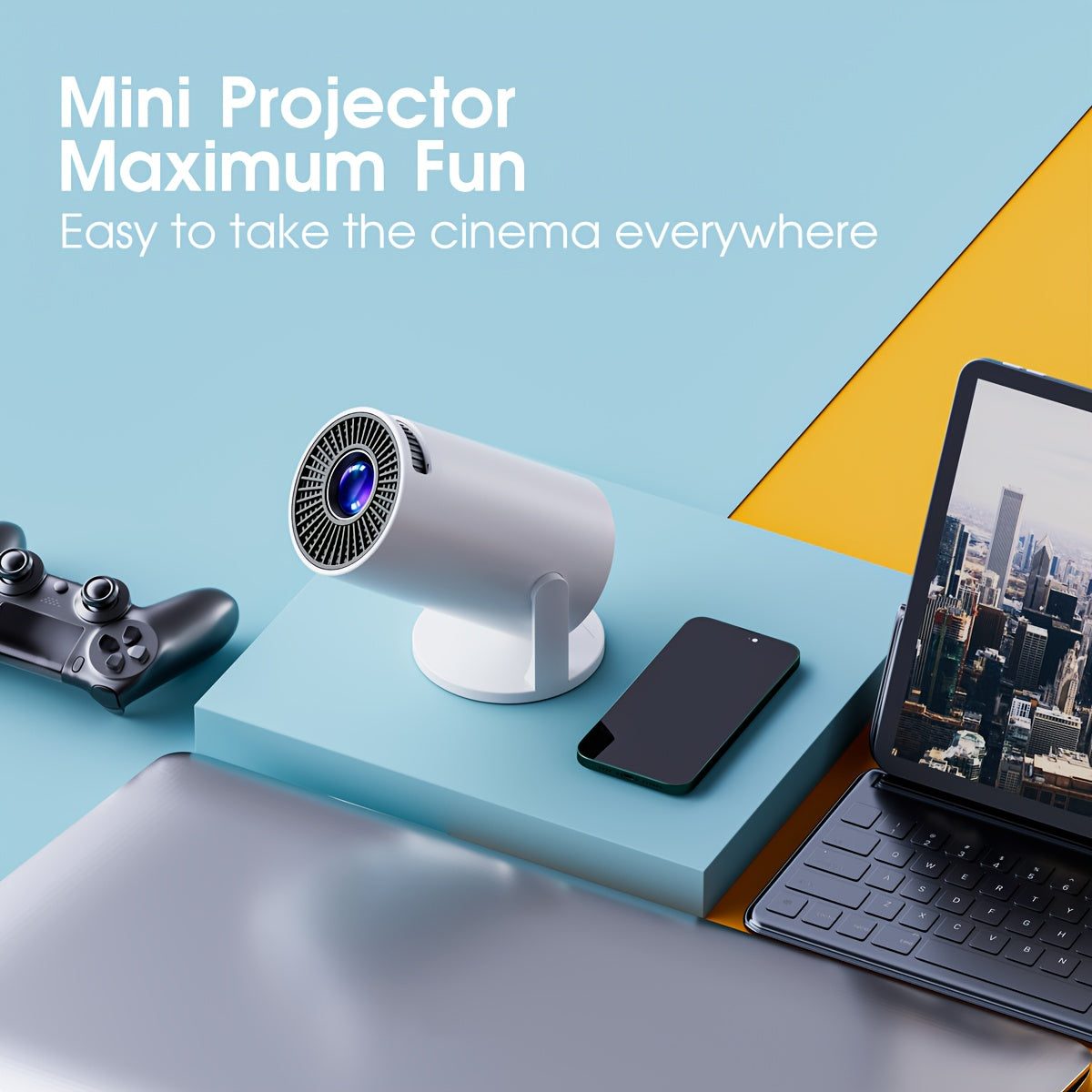Portable 1080P Smart Projector With Built In Speaker Netflix