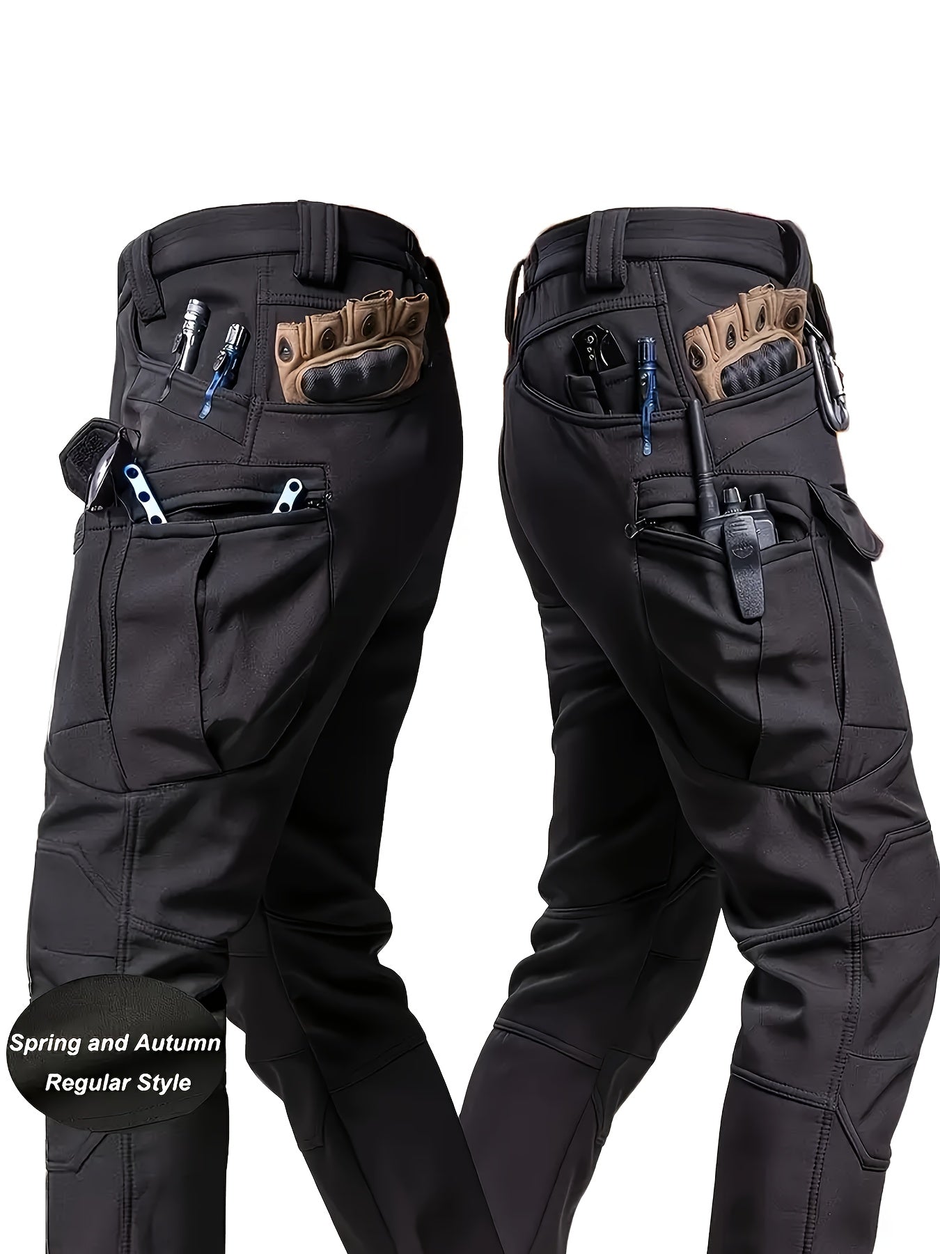 Mens Tactical Multi Pocket Stretch Pants Olive Green