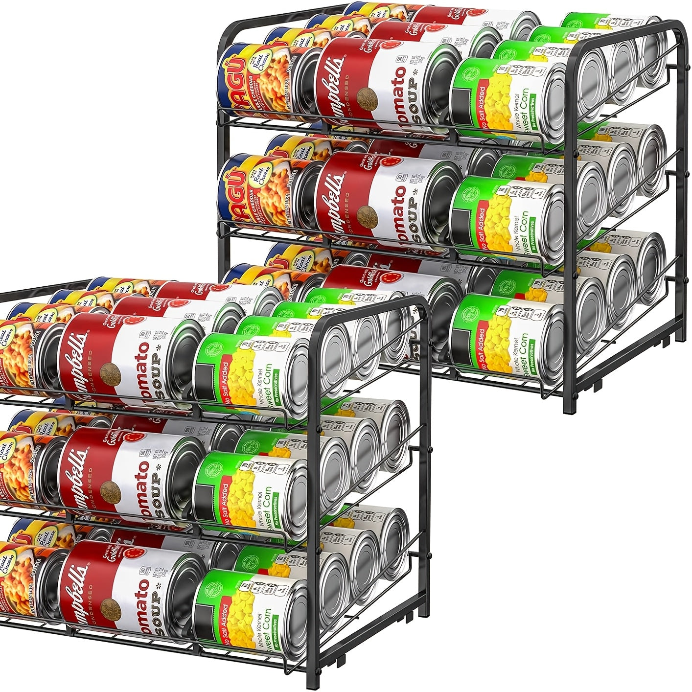 Large Capacity Metal Wire Can Holder With Adjustable Dividers For Pantry And Kitchen Cabinets Holds 84 Cans