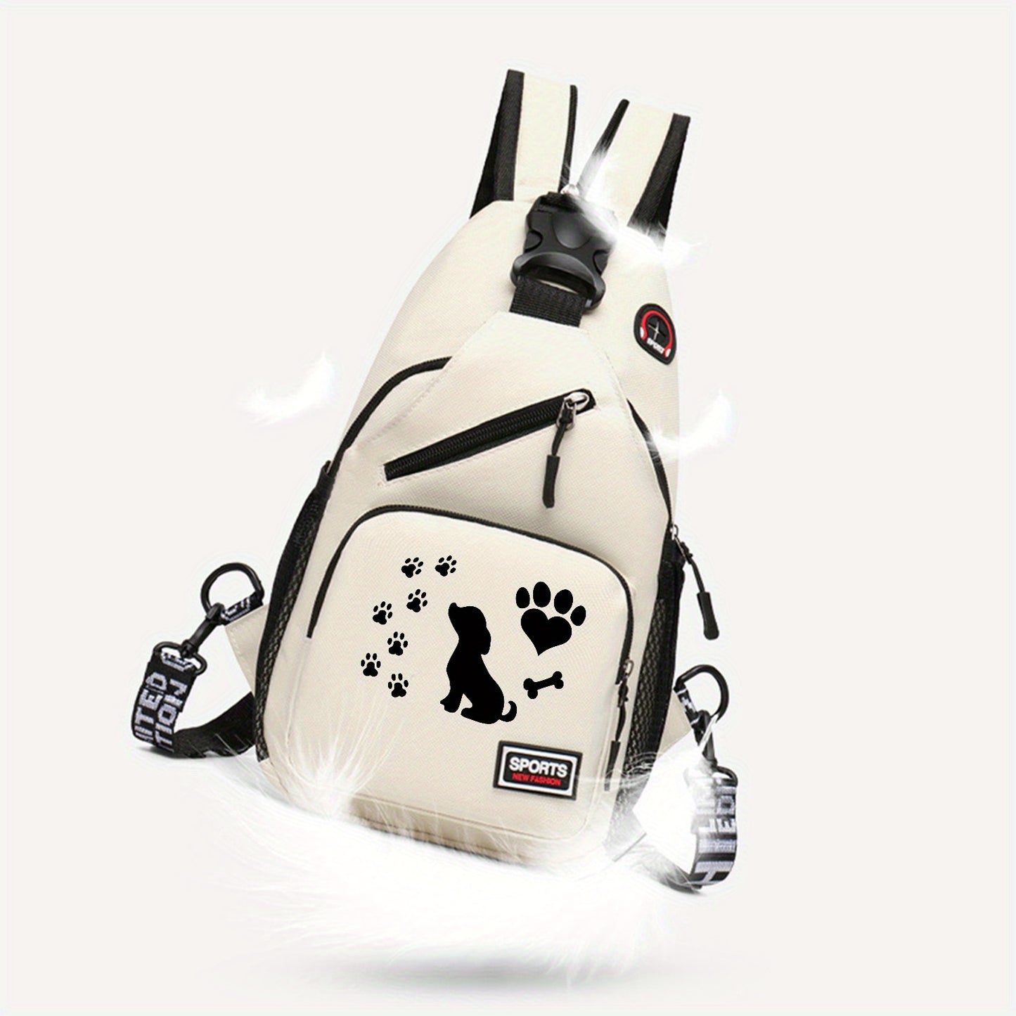 Dog Paw Prints Waist Bag Versatile Large Capacity Crossbody