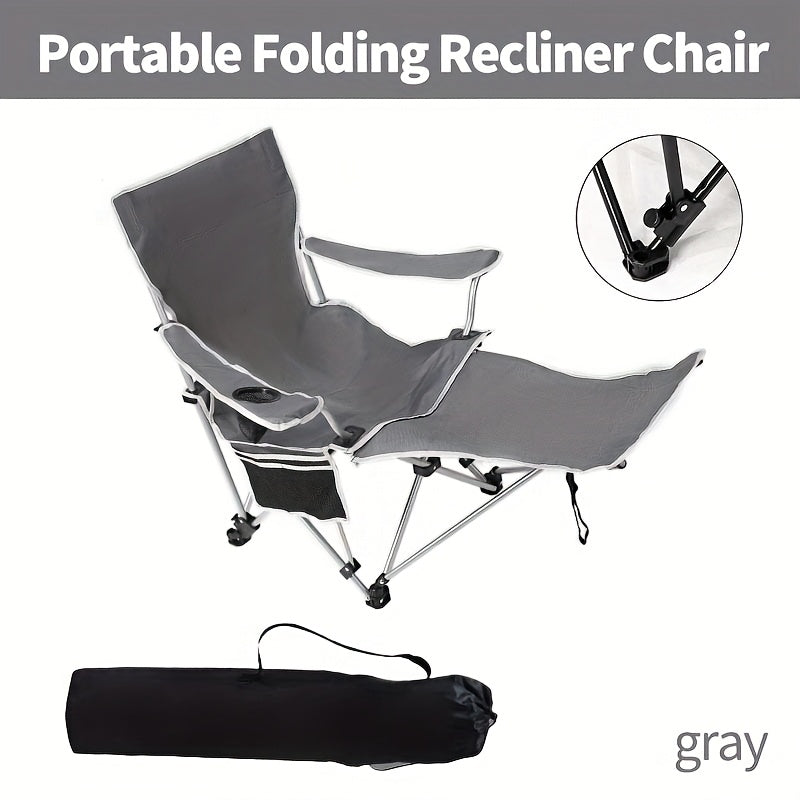 UPWELL Portable Folding Patio Chair With Carry Bag Adjustable Height Removable Footrests Outdoor Lounge Chair