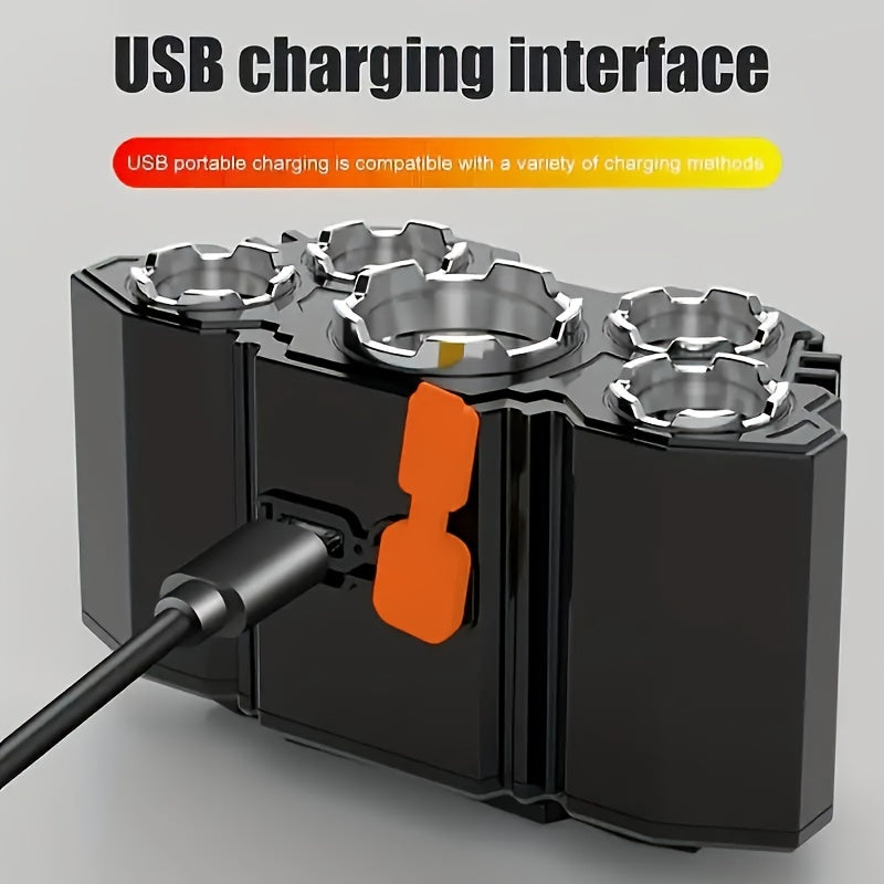 Rechargeable LED Headlamp With 5 LEDs For Outdoor Camping