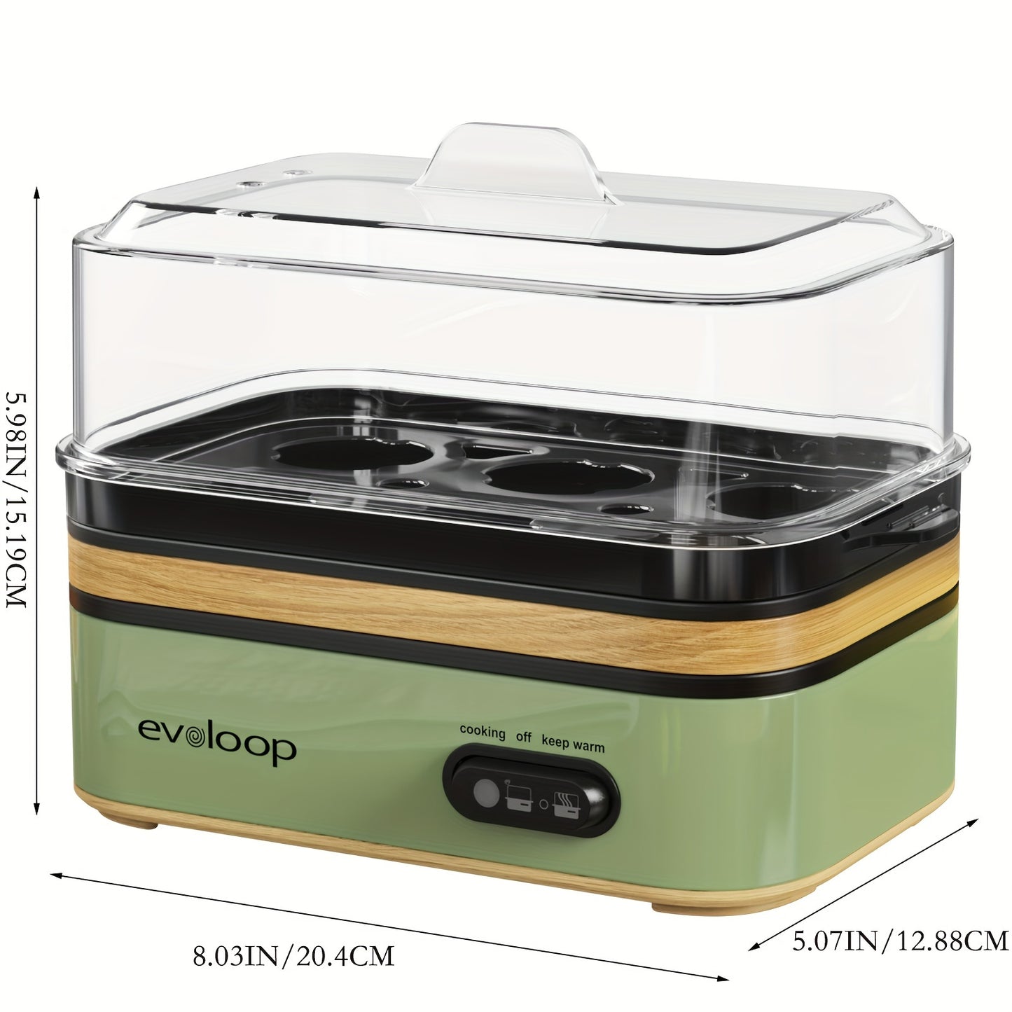 Evoloop Rapid Egg Cooker 6 Egg Capacity BPA Free Stainless Steel Tritan Lid