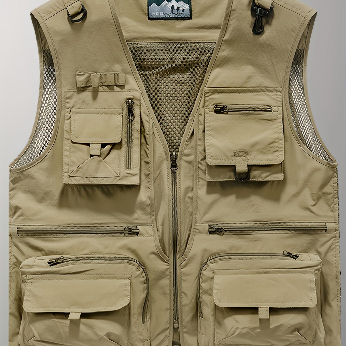 Men's Breathable Nylon Vest Zippered Pockets Mesh Back