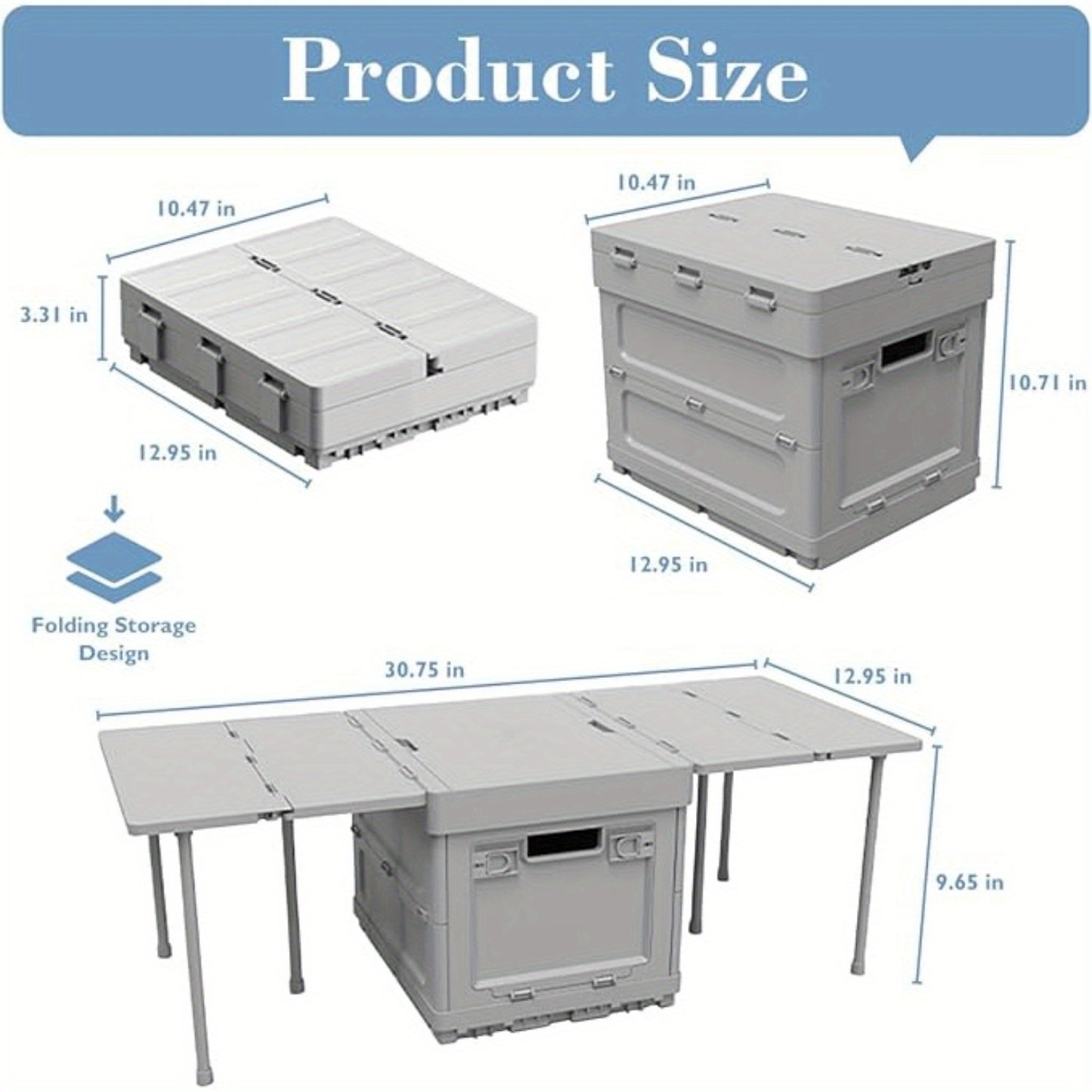 3 In 1 Foldable Storage Box With Tabletop Outdoor Camping