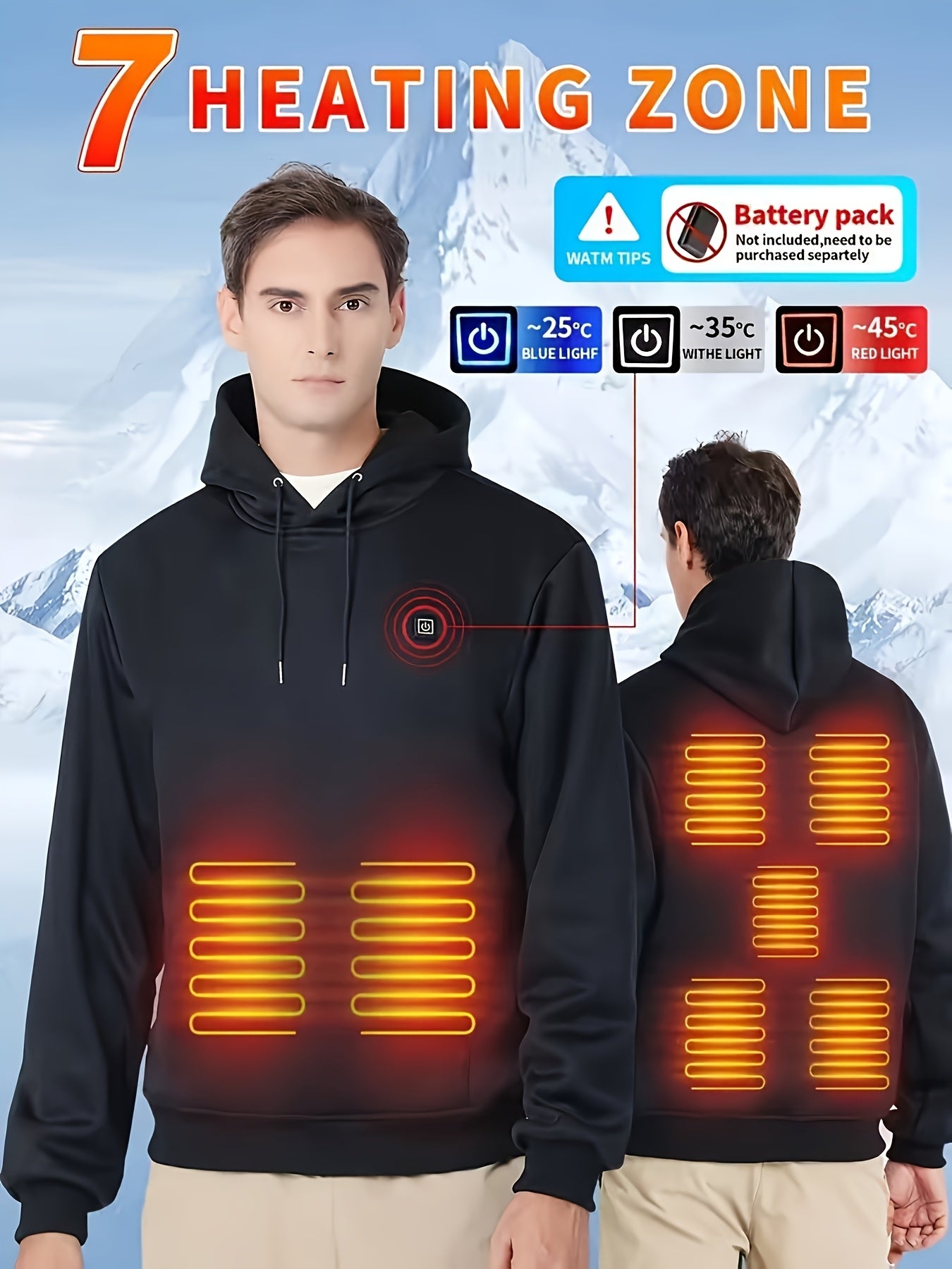 7 Zone USB Powered Electric Fleece Jacket With 3 Speed Control Kangaroo Pocket Unisex Winter Wear For Men And Women