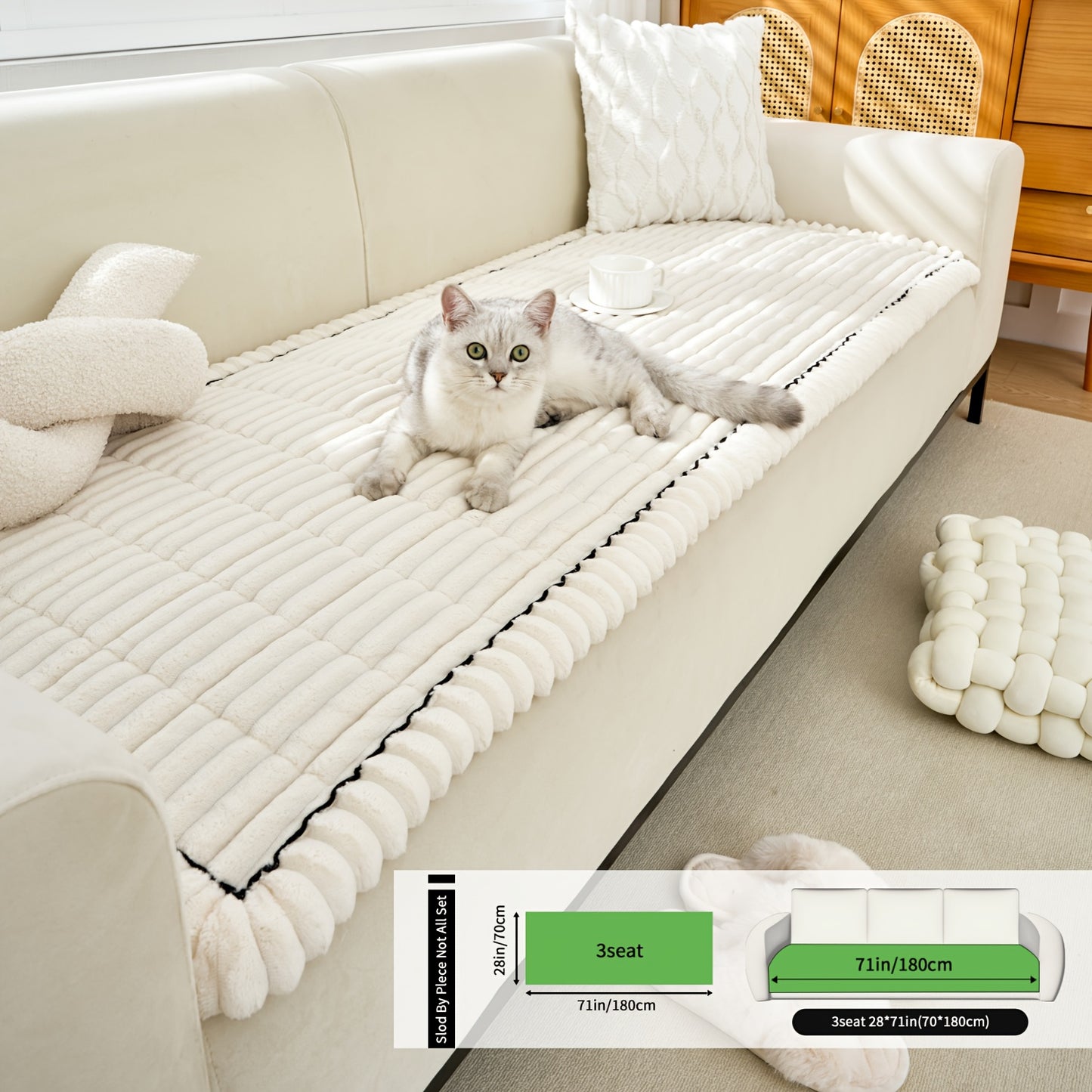 Autumn Winter Thick Quilted Flannel Non Slip Sofa Cushion