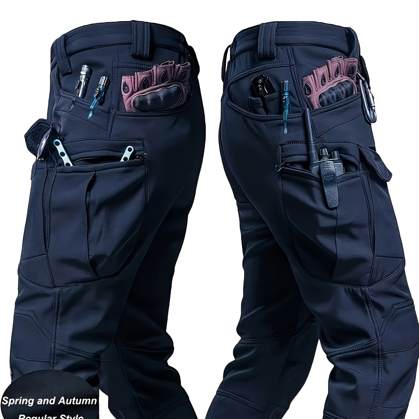 Mens Tactical Multi Pocket Stretch Pants Olive Green