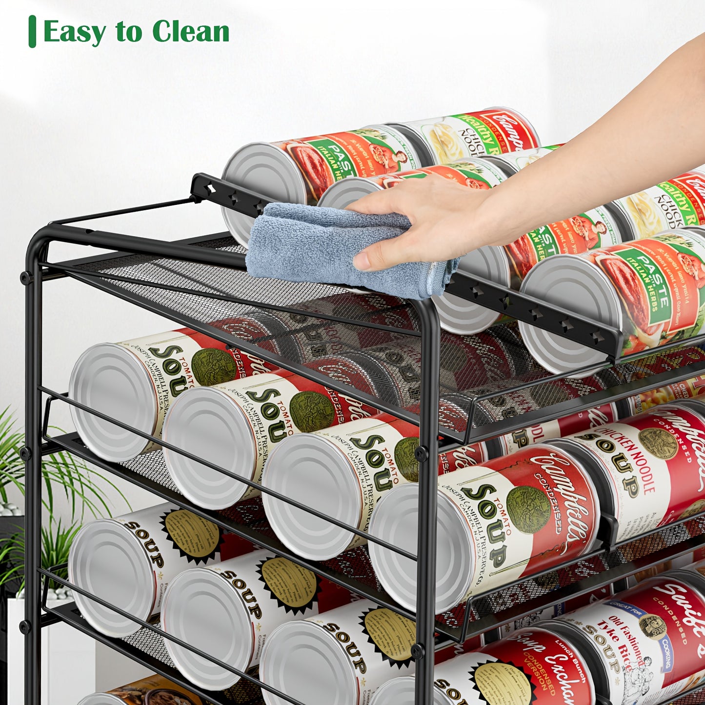 Large Capacity Metal Wire Can Holder With Adjustable Dividers For Pantry And Kitchen Cabinets Holds 84 Cans