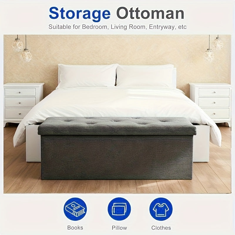 Heavy Duty Folding Storage Ottoman Bench Outdoor Use Multi Purpose Space Saving Non Porous Surface For Living Room