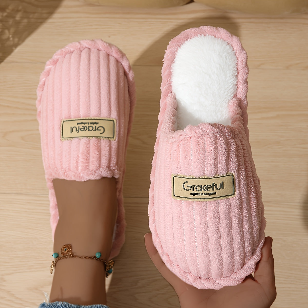 Elegant Plush Slippers For Women Non Slip EVA Sole AllSeason