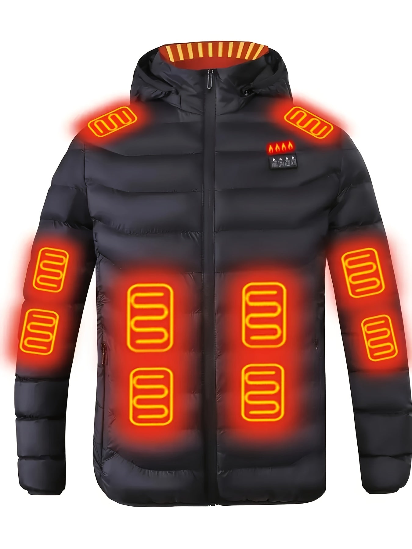 Electric Heating Jacket USB Powered Hooded Full Zip 24 Zones