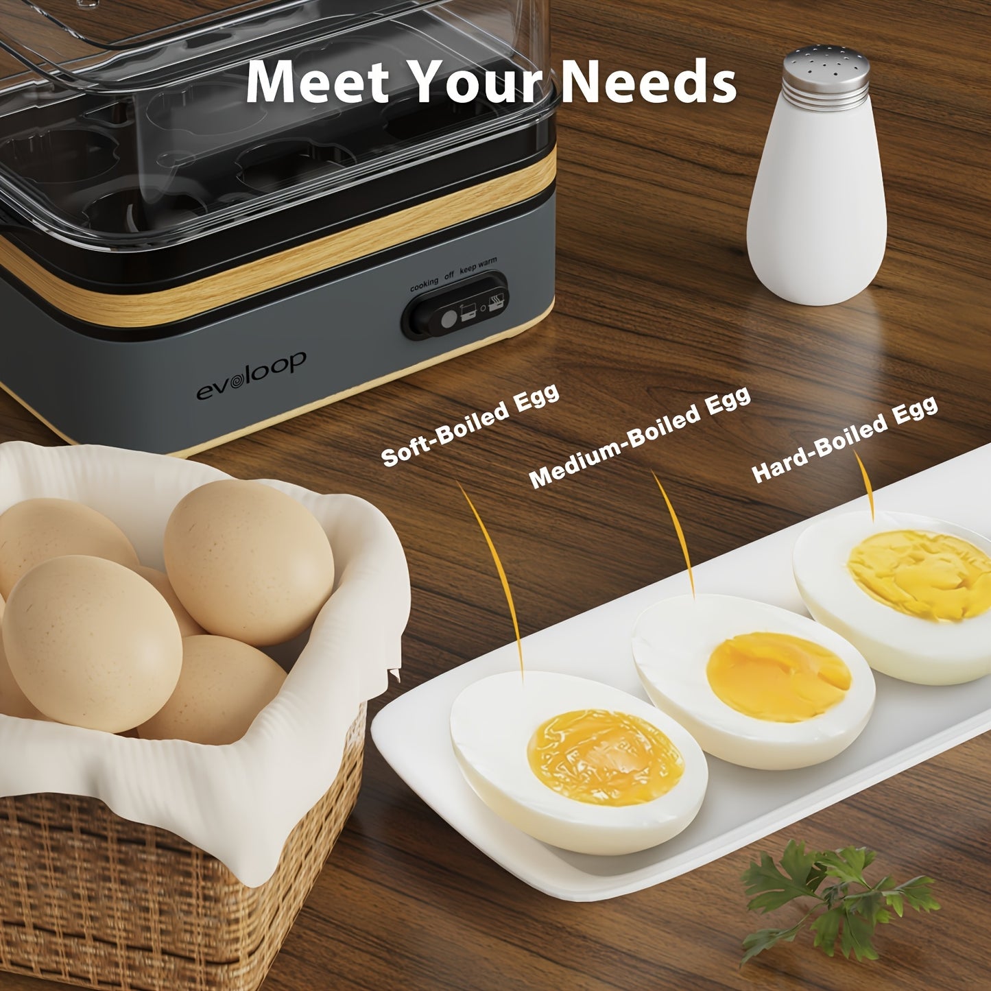 Evoloop Rapid Egg Cooker 6 Egg Capacity BPA Free Stainless Steel Tritan Lid