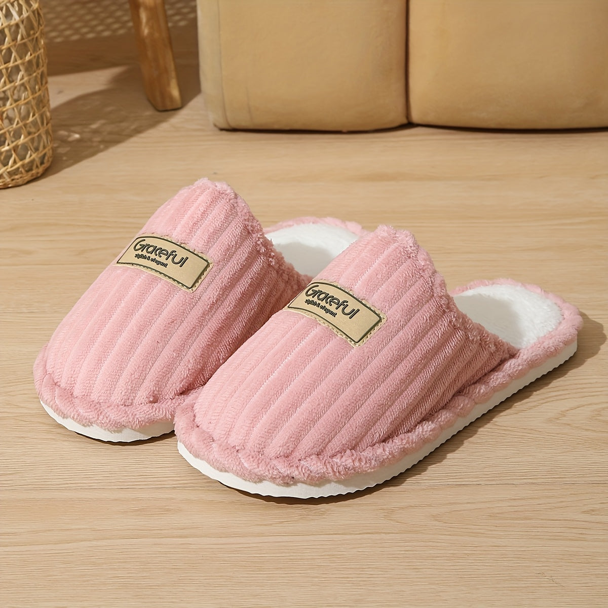 Elegant Plush Slippers For Women Non Slip EVA Sole AllSeason