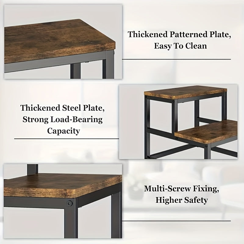 2-Tier Heavy-Duty Metal Stepping Stool With Wide Base Portable A-Frame Ladder For Adults Indoor Durable 2-Foot Stool