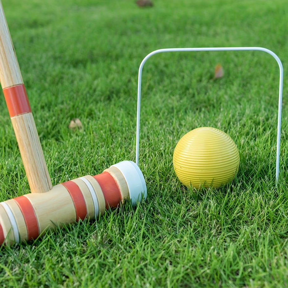 6 Player Croquet Set With Wooden Mallets And Colored Balls In A Sturdy Carrying Bag For Lawn Backyard Park And Friends