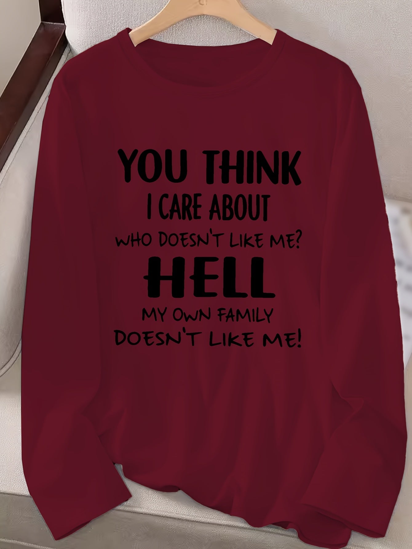 Womens Funny Saying T Shirt Long Sleeve Crew Neck Top