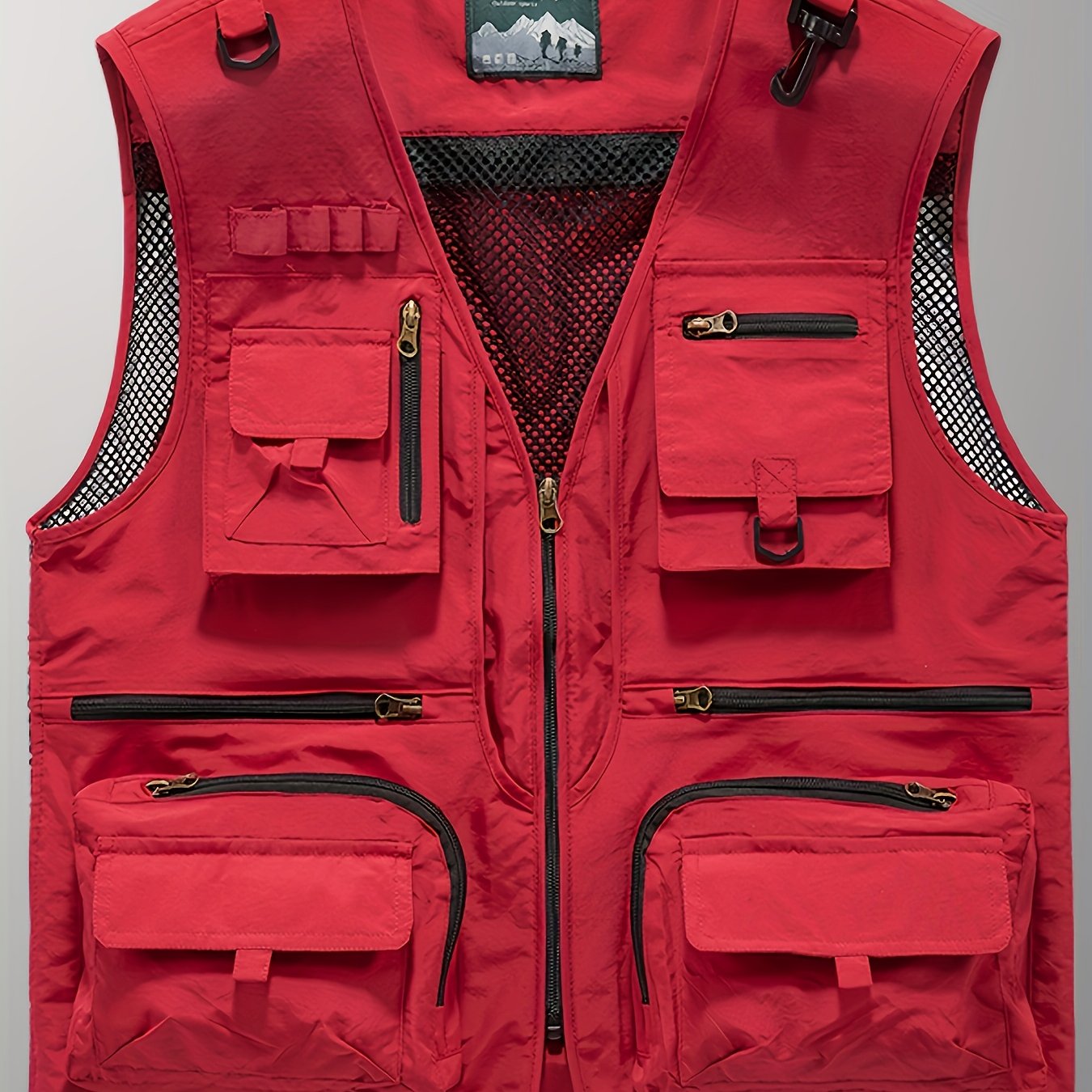 Men's Breathable Nylon Vest Zippered Pockets Mesh Back