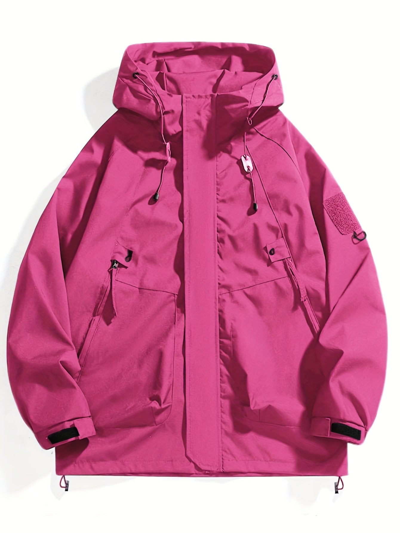 Mens Windbreaker Jacket Hooded With Zippered Pockets