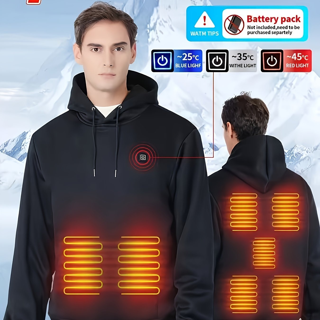 7 Zone USB Powered Electric Fleece Jacket With 3 Speed Control Kangaroo Pocket Unisex Winter Wear For Men And Women