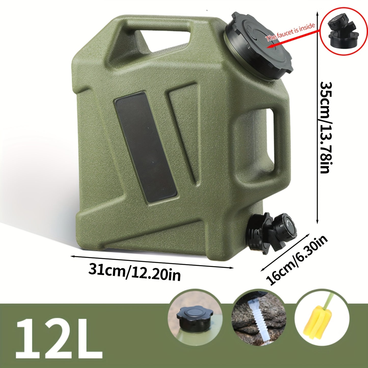 Military Green Portable Water Tank Leakproof Faucet 11L