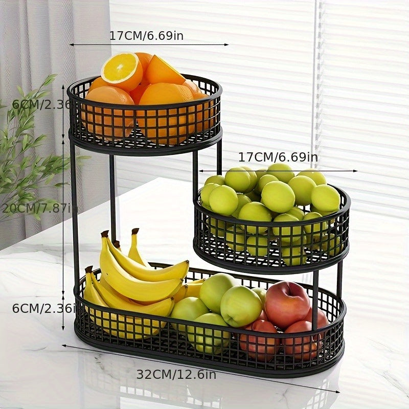 Multi Tier Metal Fruit Basket Luxury Design For Living Room And Coffee Table Versatile Snack And Fruit Holder