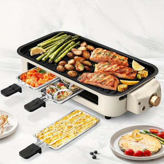 1500W Smokeless Indoor Electric Grill with Removable Nonstick Griddle and Hot Pot