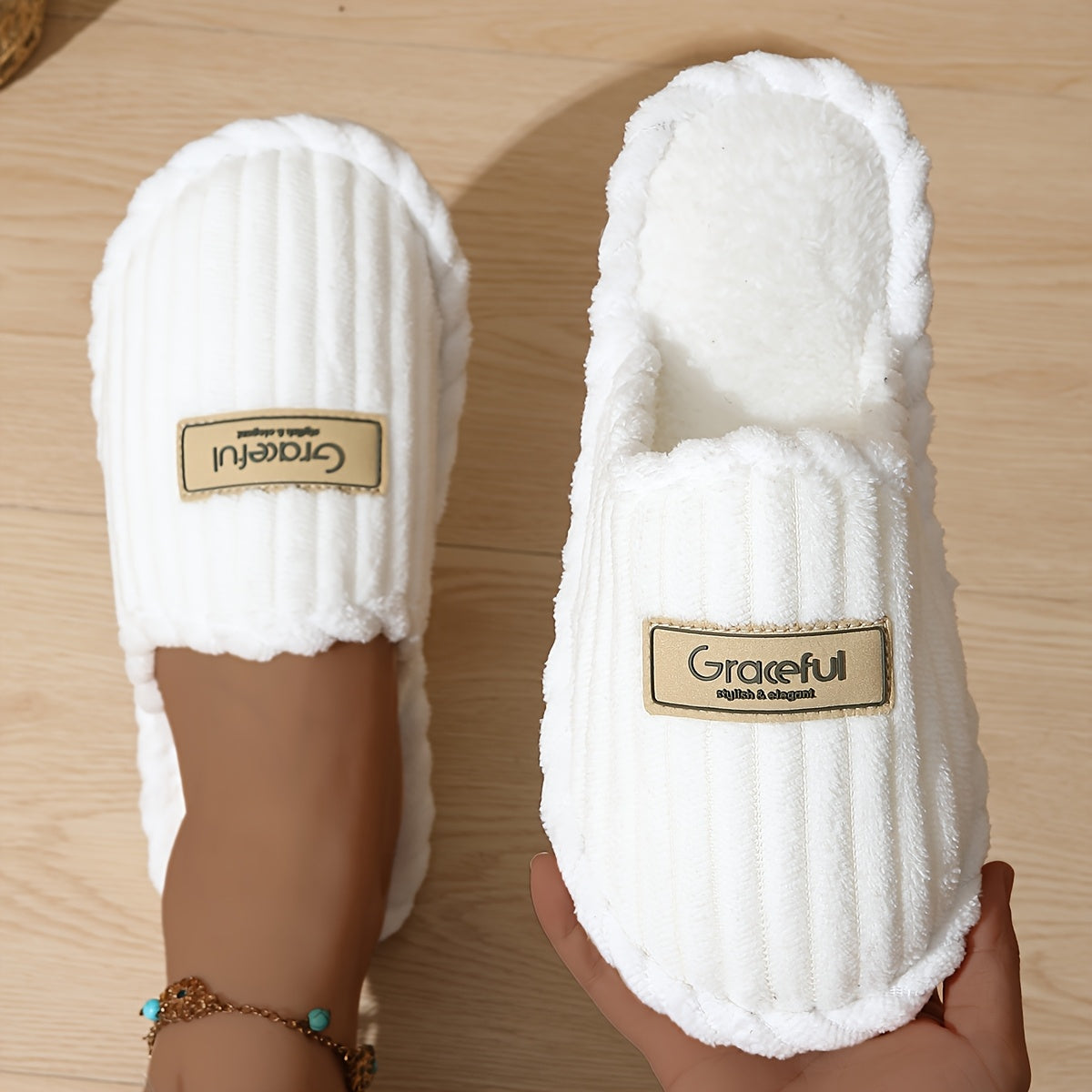 Elegant Plush Slippers For Women Non Slip EVA Sole AllSeason