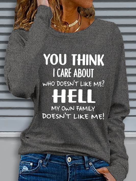 Womens Funny Saying T Shirt Long Sleeve Crew Neck Top