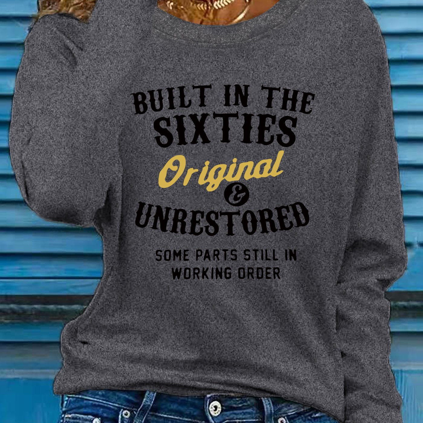 Womens Stretchy Polyester Blend Long Sleeve Crew Neck Tee