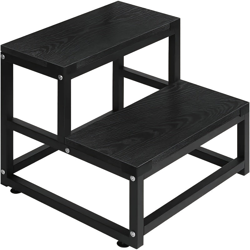2-Tier Heavy-Duty Metal Stepping Stool With Wide Base Portable A-Frame Ladder For Adults Indoor Durable 2-Foot Stool
