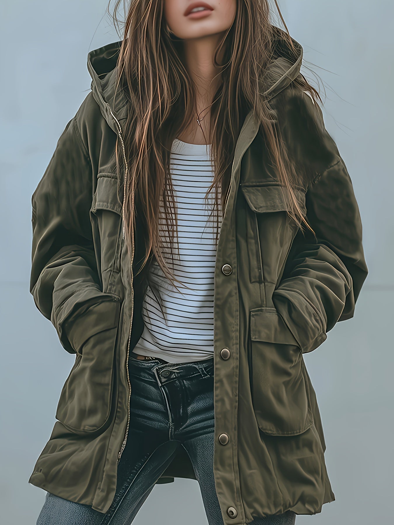 Women's Heavy Duty Jacket All Season Workwear Olive Green