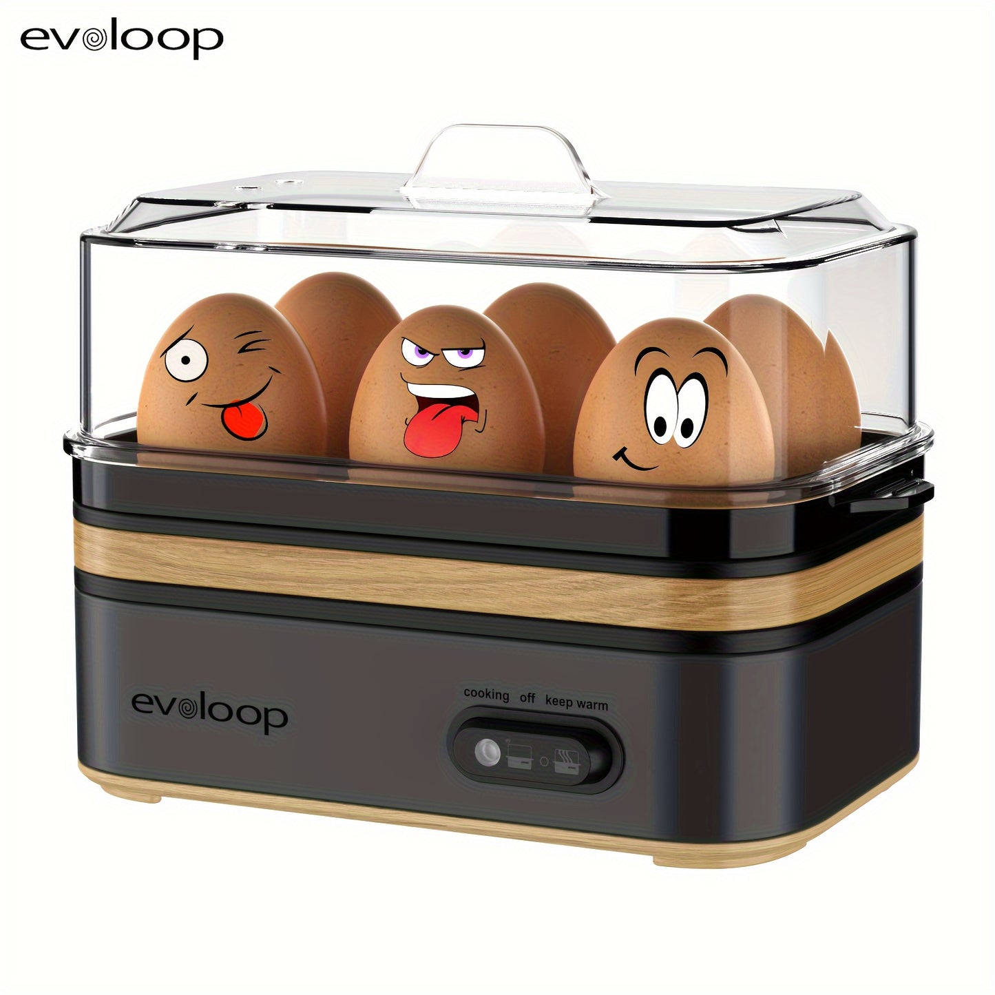 Evoloop Rapid Egg Cooker 6 Egg Capacity BPA Free Stainless Steel Tritan Lid