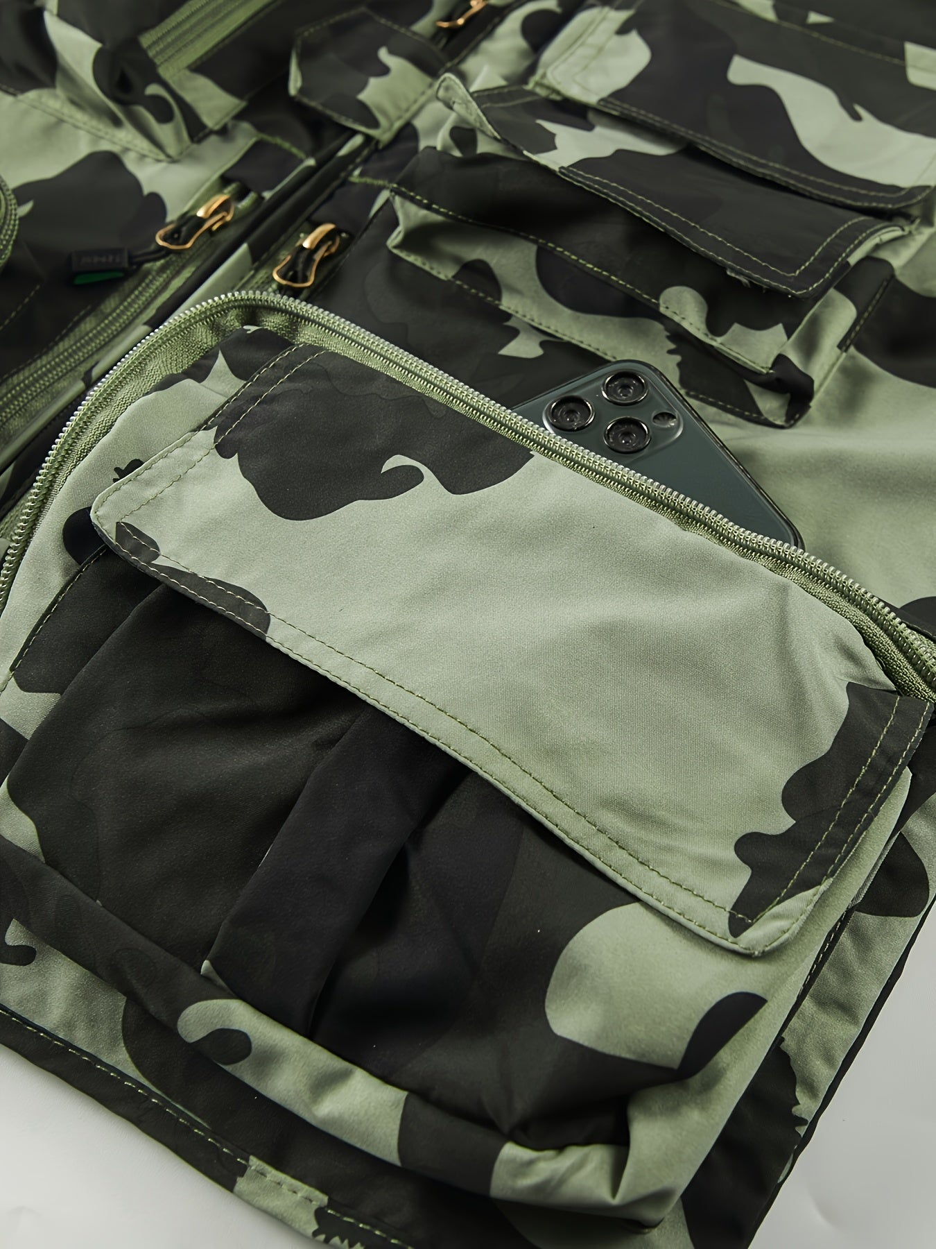 Camouflage Fishing Vest With Detachable Back Mesh For Men